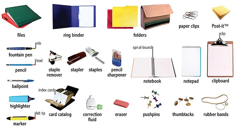 Канцелярские принадлежности на английском языке: транскрипция, перевод